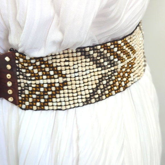 ✨2X HP✨ Boho Tribal Arrow Elastic Stretchy Beaded Belt w/Wooden Hook Buckle - Picture 4 of 8